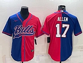 Men's Buffalo Bills #17 Josh Allen Royal Red Split With Patch Cool Base Stitched Baseball Jersey,baseball caps,new era cap wholesale,wholesale hats